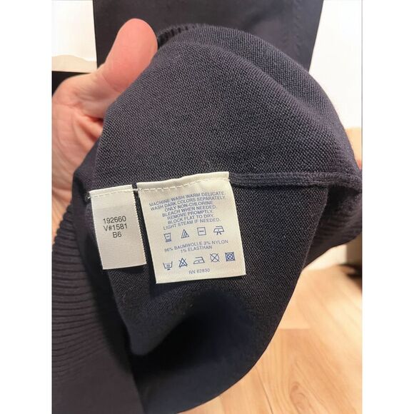 Lands end blouse knit size medium navy short sleeve sweater blouse - Picture 4 of 4